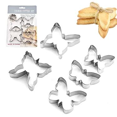 Imagem de Conjunto de Moldes para Bolo Cookie 5PCS Cortadores Biscoito em Aço Inoxidável Forma Borboleta Utensílios Cozinha Ferramenta Baking Festa Aniversário DIY Sobremesa