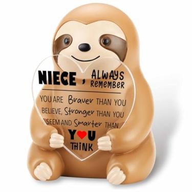 Imagem de YODOCAMP Sloth Encouragement Gift for Niece, Inspirational Desk Figurine with Heart Message, Positive Reminder for Girls Teens, Motivational Birthday Christmas Keepsake from Aunt Uncle TZS72