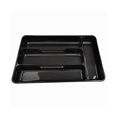 Imagem de Bandeja de talheres de plástico, caixa de armazenamento, caixa de cozinha, gaveta, organizador de separação, caixa de armazenamento de utensílios de mesa (cor: branco) (preto)