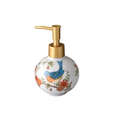 Imagem de Dispensador de sabão de cerâmica esférico para casa de banho, hotel, banheiro, chuveiro, gel, loção, frasco líquido (branco)