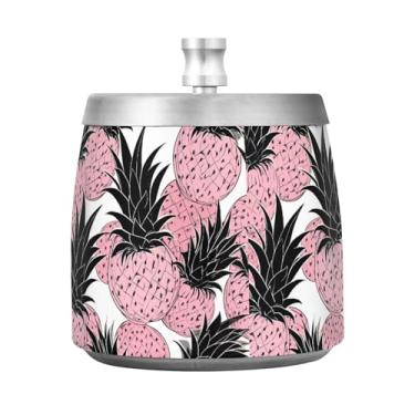 Imagem de STAYTOP Cinzeiro de abacaxi com tampa, aço inoxidável à prova de vento, sem fumaça, cinzeiro grande para uso ao ar livre para decoração de escritório em casa