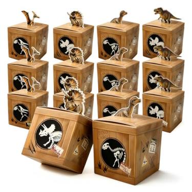 Imagem de mxyteabz 24 caixas de lembrancinhas de festa de dinossauro - caixas de presente de aniversário de dinossauro rugido 3D - decorações de festa com tema de animal jurássico e recipientes de presente de