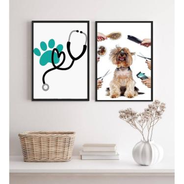 Imagem de Kit 2 Quadros Para Clinica Veterinária E Pet Shop 33X24Cm