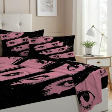 Imagem de Allenjoy Jogo de lençol com elástico, lençol de cima e 2 fronhas para meninas, adolescentes, mulheres, fãs de filha, decoração de quarto, casal