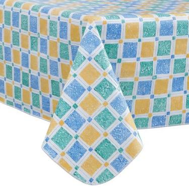 Imagem de Walrus Toalha de mesa de vinil resistente com forro de flanela, impermeável, à prova de óleo, toalha de mesa de plástico à prova de óleo, resistente a manchas, capa de mesa para uso interno e externo