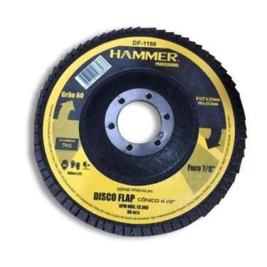 Imagem de Disco Flap 115MM - Grão 60 série premium Hammer GYDF1160