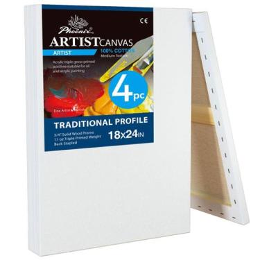 Imagem de Lienzos para Artista PHOENIX 45x60 cm Paquete de 4 Estirados 100% Algo