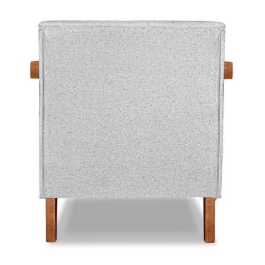 Imagem de Kit 02 Poltronas Decorativa Natália Linho Cinza Base Em Madeira Castanho - Pallazio