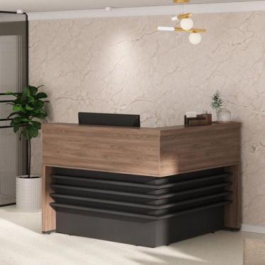 Imagem de Balcão tamburato atendimento ii charuto/preto 6113 - Artany