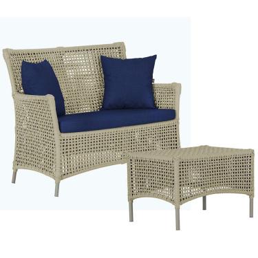 Imagem de 1 Sofá E Mesa Centro Igapó Alumínio Corda Náutica E10 Trama Rami