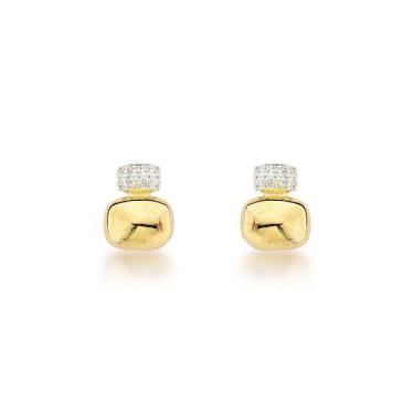 Imagem de Toque De Glamour: Brincos Banhados A Ouro 18k Com Detalhe Em Zircônia Banhado A Ouro 18k
