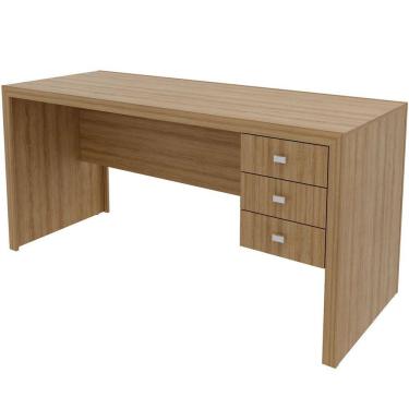 Imagem de Mesa Para Escritório Reversível 155 Cm 3 Gavetas Amêndoa