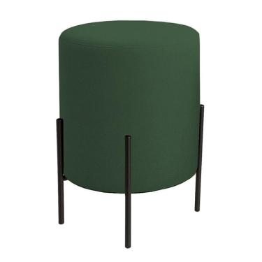 Imagem de Puff Orgânico Boucle Thor Com Pés De Ferro Preto Verde Escuro