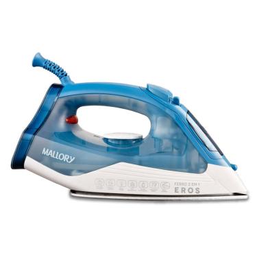 Imagem de Ferro Mallory Eros 2 em 1: A Seco ou a Vapor - Base Cerâmica, Spray de Água, Salva Botões e Reservatório de 220ml