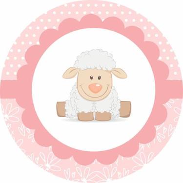 Imagem de Painel de Lona Redondo Ovelhinhas 002 - Fabrika De festa, 150x150cm