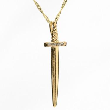 Imagem de Colar Espada Proteção com Strass 40mm - Sunshine Cristais, Dourado