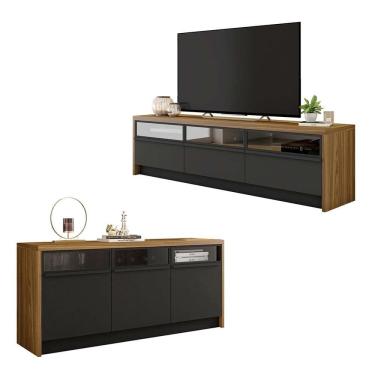 Imagem de Kit Conjunto Sala de Estar Rack Bancada Buffet Vectro Caemmun