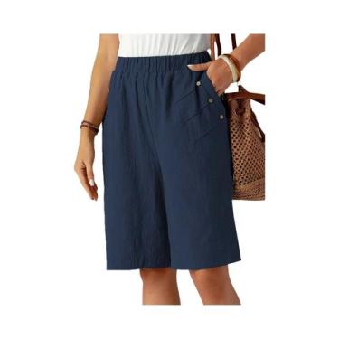 Imagem de Shorts Femininos De Cintura Alta De 5 Polegadas Para O Verão, Cor Sóli