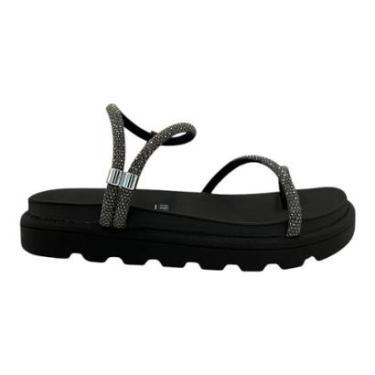 Imagem de Sandália Vizzano Flat Tiras Strass Preto 6459.137-Feminino