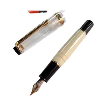 Imagem de Caneta-tinteiro Mini Curta Com Acabamento Dourado, Design Clássico, Co