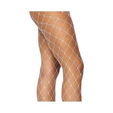 Imagem de Meias-calças Femininas Sensuais De Rede Com Strass, Glitter De Cristal