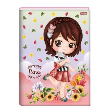 Imagem de Caderno Costurado Jandaia 1/4 Capa Dura Nina 80 Folhas - Embalagem com