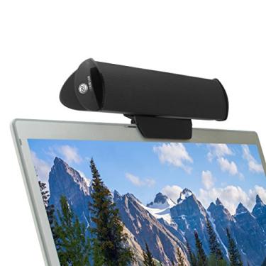 Imagem de GOgroove Alto-falantes USB SonaVERSE para computador laptop - Mini barra de som alimentada por USB com design de alto-falante externo portátil com clipe para monitor, um cabo para entrada de áudio digital e energia (preto)