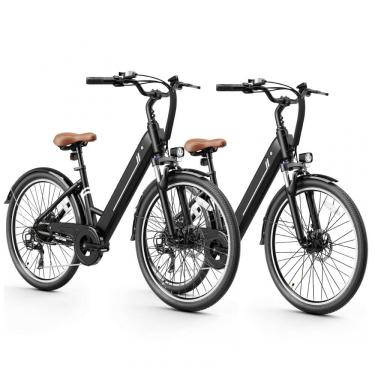 Imagem de Bicicleta Elétrica Jasion YC1 ST Preto 1200W Motor Brushless Bateria Interna Removível 360Wh Pneus 66cm 7 Marchas Suspensão Dianteira 110V