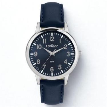 Imagem de Relógio masculino prata pulseira de couro azul condor original CO2035NRO/3A-Masculino