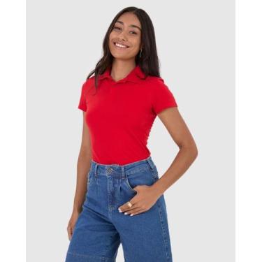 Imagem de Blusa Polo Básica Feminina Com Peitilho Em Piquet Stretch - Malwee, Ve