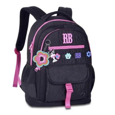 Imagem de Mochila Escolar Rebecca Bonbon Bolsa Juvenil com chaveiros, Preto