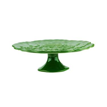 Imagem de Prato para Bolo Porcelana com Pé Rosy Verde 30X9cm - Wolff