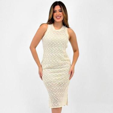 Imagem de Saída de Praia Bana Bana Vestido Midi Feminino, P, Bege