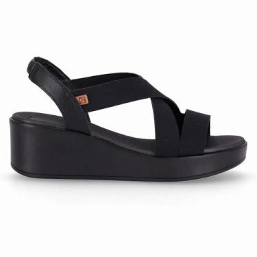 Imagem de Sandália Feminina Piccadilly Anabela Calce Fácil 545064, 35, Preto