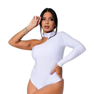 Imagem de Body Maiô Sexy Com Bojo Uma Manga - Gringas Model, Branco, Único 36-42
