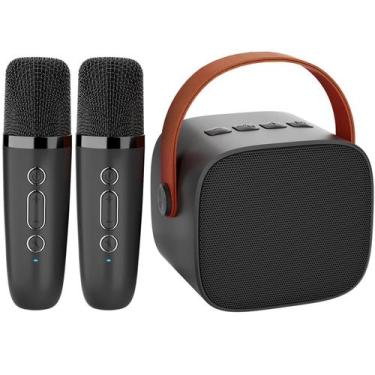 Imagem de Karaokê IROO Mini Portátil com 2 Microfones Sem Fio - Preto
