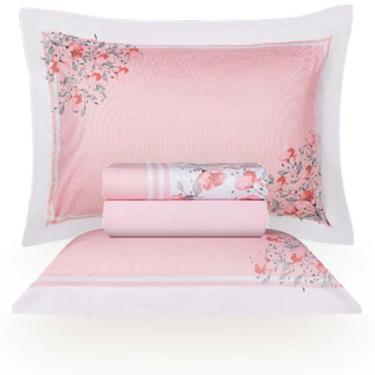 Imagem de Jogo de Cama King 300 Fios Bliss Naturalle Fashion, Rose/Branco