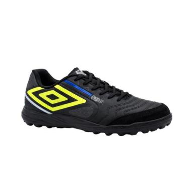 Imagem de Chuteira Society Umbro 1403825 Pro 5 Bump Club, Preto, Limão, Azul, 42
