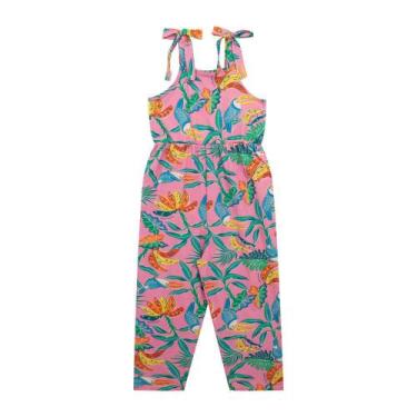 Imagem de Macacão Regata Infantil Menina Com Alças Em Cotton - Rosa - Tupinikins