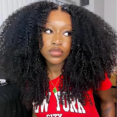 Imagem de Peruca ISEE 20 Polegadas Afro Kinky Cacheada Sem Cola Cabelo Humano