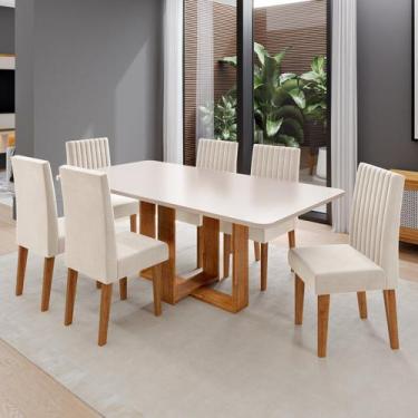 Imagem de Conjunto Sala de Jantar 6 Lugares Retangular Tampo de MDF Victoria Beg