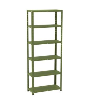 Imagem de Estante com Estrutura Metálica com 6 Prateleiras Espresso Móveis Verde