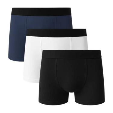 Imagem de Kit 3 Cuecas Box Boxer Basic Lisa 100 Algodão Masculina Sortido - QLC 
