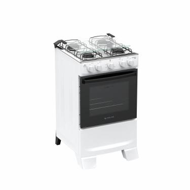 Imagem de Fogão de Piso Atlas Mônaco Plus 4 Bocas com mesa de inox tampa de vidro e acendimento automático Branco