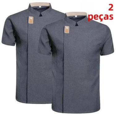 Imagem de Jaqueta De Chef Unissex Para O Verão, Camisa De Cozinha, Uniforme De G