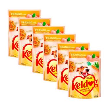 Imagem de Kit 6 Ração Úmida para Cachorro Keldog Sabor Frango com Ervilha e Ceno