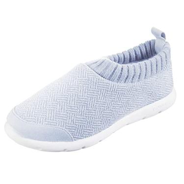 Imagem de isotoner Pantufa feminina sem cadarço com uma meia elástica de malha leve, Névoa azul, 36