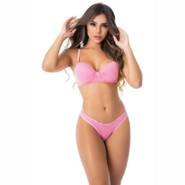 Imagem de Conjunto de Lingerie em Microfibra Texturizada Poá | 7440