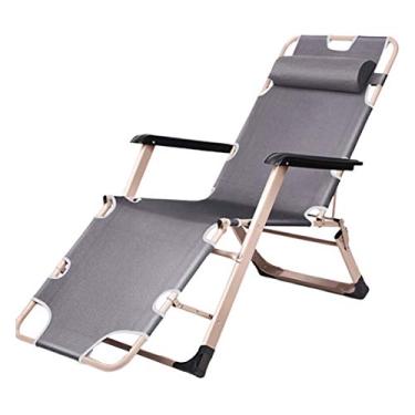 Imagem de HIOD Cadeira dobrável dobrável multifuncional dobrável portátil respirável reclinável praia espreguiçadeira jardim pátio cadeira, cinza
