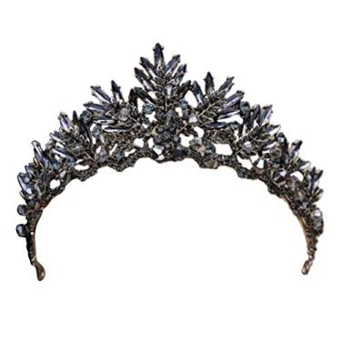 Imagem de 1 Unidade Cabelo De Noiva Coroas Góticas Para Mulheres Tiara De Cristal Vintage Preta Gótica Barroco Para Tiara De Princesa Coroas Barrocas Strass Graça Masculino Princesa